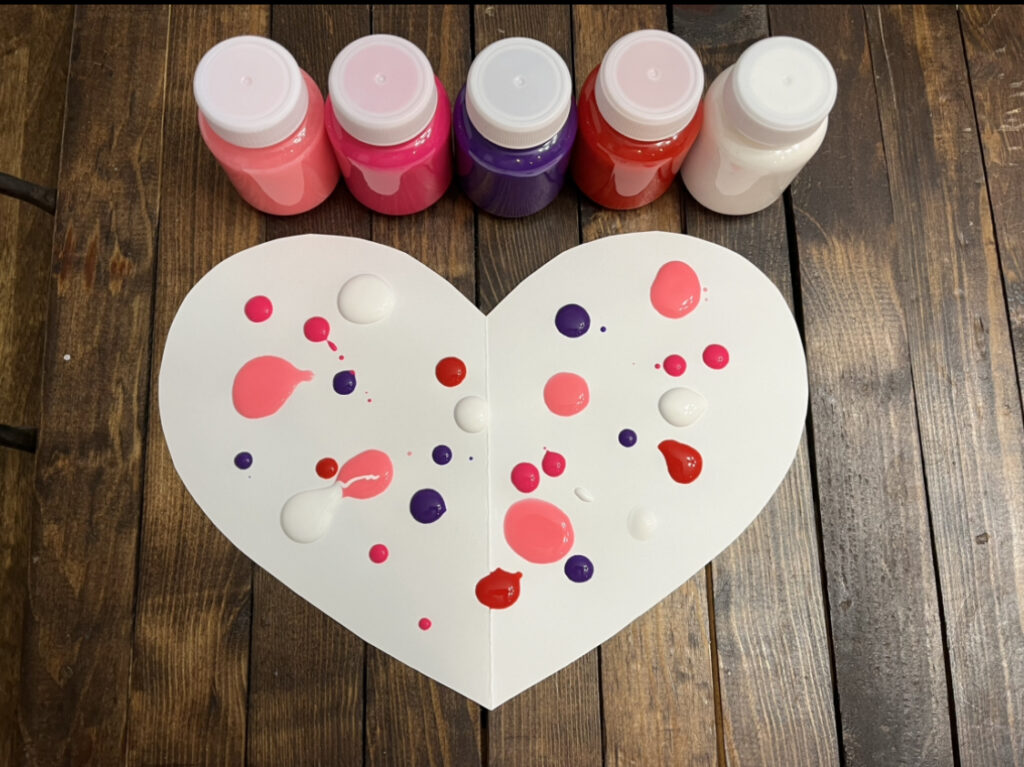 Valentine's Day crafts heart paint drops